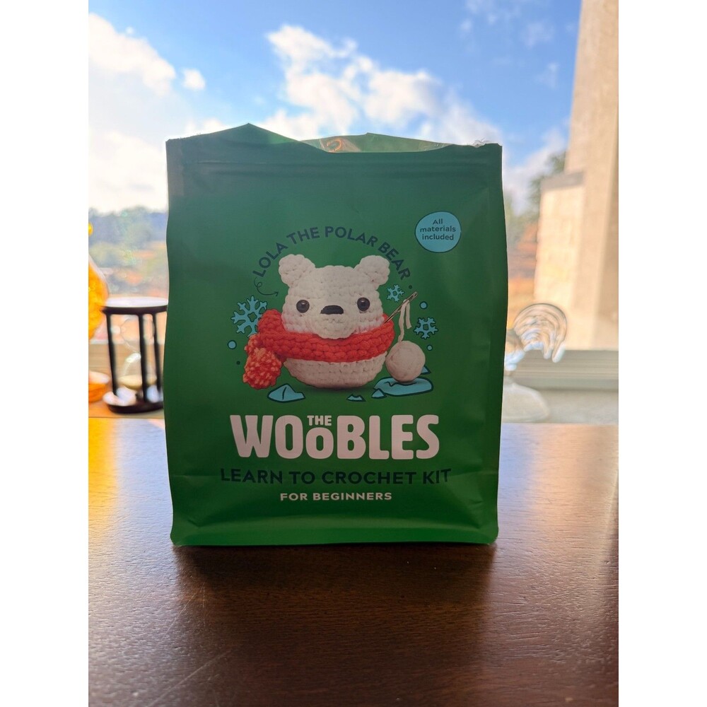 The Woobles Lola the Polar Bear Learn to Crochet Kit Beginner Complete KitOpened
